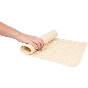WHP Bathtub Mats for Bathroom Non Slip Shower Use - Rubber Mat w/Suction Cup - Floor Mat, Antislip Surface - Rubber for Elderly, Pets, & Children, Secure Gripping Mat - (14"x22") Ecru