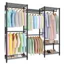 Heavy Duty Garment Rack, Supports Up to 1433 LBS, Portable Free-Standing Closet Organizer with Adjustable Shelves and Hanging Rods