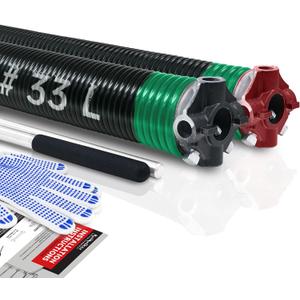 Pair of 2" Garage Door Torsion Springs Set with Non-Slip Winding Bars & Gloves, High Quality Precision Electrophoresis Black Coated, for Replacement & Installation, MIN 16,000 Cycles (0.243x2''x33'')