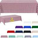 ABCCANOPY 2 Pack Rectangle Polyester Tablecloth 90 x 156 Inch Checkered Indoor Outdoor Stain-Resistant Washable Heavy-Duty Fabric Table Cover Elegant Home Decor Red and White Gingham