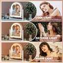 FENNIO Vanity Mirror with Lights 15"x13" Makeup Mirror with Lights, Lighted Makeup Mirror Touch Screen with 3-Color Lighting, 10X Magnification, Dimmable, for Vanity Desk Tabletop(White)