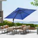 ChicCoutured Patio Umbrella, Rectangular Cantilever Outdoor Patio Umbrella Aluminum 10ft, 360 Degree Rotation for Garden Deck Pool Patio (Navy Blue)