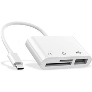 RayCue USB C to Micro SD TF Memory Card Reader, 3-in-1 USB Camera Card Reader Adapter Compatible with iPhone 15,iPad Pro, MacBook Pro/Air, Chromebook XPS, Galaxy S10/S9 and More USB C Devices (White)