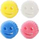 Funny Scratch Dish Smiley Sponge  Remove Stain & Odor Honeycomb SpongeDurable Household Kitchen Cleaning CottonPlastic Sponges (4PCS)