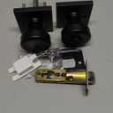 Black Interior Door Knobs for Bathroom & Bedroom, Pismo Doorknob Turn Lock with Square Rosette, Heavy Duty Privacy Door Knob with Lock (1)