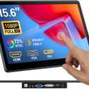Portable Touchscreen Monitor 15.6 inch, FHD 19201080 IPS Portable Monitor for Laptop Touchscreen HDMI VGA DVI Touchable Support VESA Mount Compatible with Laptops PC PS5/4