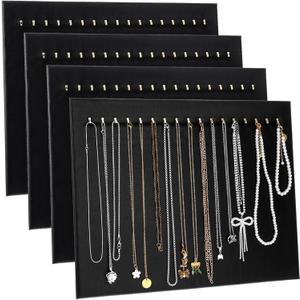 Necklace Display Stand, 4 Packs Jewelry Display Stands for Selling Black Necklace Stand Hanging Jewelry Bracelet Chain Holder Necklaces Holder Organizer Stands with Hooks for Vendors, Stores, Home