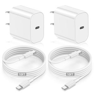 Iphone 15 16 17 Charger Fast Charging 10 ft,20W USB C Charger Block and Long Type C to C Cable Cord for Apple iPhone 17 Pro Max/17 Air/16 Pro/16/15 Plus/15/iPad Mini Wall Power Adapter Plug Cube Brick