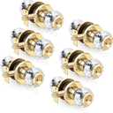 Crystal Door Knobs with Lock and Keys, 6 Pack Glass Door Knob - Interior Entry and Bedroom/Bathroom Privacy Knob, Gold