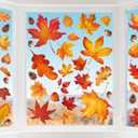 Whaline 9 Sheet Fall Maple Leaves Window Clings Pumpkin Double-Sided Window Decals for Fall Autumn Thanksgiving Harvest Home School Office Accessories Party Supplies Gifts Pack of 2