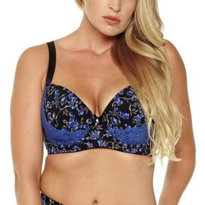 MIERSIDE Women's Red/Purple Plus Size Sexy Printing Demi Bra, 44D