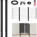 Muzata 5-10FT Modular Black Side Mount Cable Railing Kit 42 Inch 2 Level Post Kit Complete Set Cable Railing System for Decks Length Adjustable with Paper User Guide (No Handrail) RWF2 BH4L