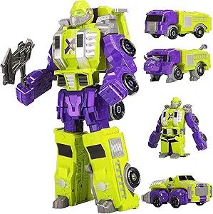 MIEBELY Toddler Robot Vehicles Set  4Pcs Transforming Robots Toys for Kids  Magnetic Toys with Sturdy Connectors, Easy DIY Assembly Function  4in1 Educational STEM for 3 4 5 6 Year Old Boys