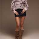 RoseSeek Women's Striped Lightweight Golf Sweaters Long Sleeve Collared Button Loose Fit Pullover Tops (XL)