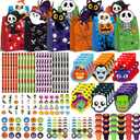SpringFlower Halloween Party Favors for Kids, 168 PCS Halloween Stationery Set, Halloween Prizes, Trick or Treating Goodie Bag Fillers including Notepad, Stamper, Sticker, Pencil, Eraser, Ruler