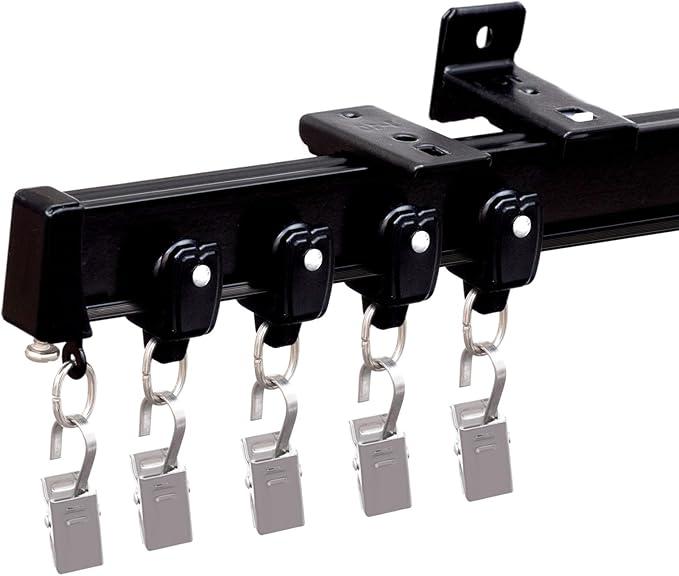 Flexible Ceiling Curtain Track Ceiling and Wall Mounted -Easy to Install Smooth Sliding Curtain Track Ceiling&Wall Mount,Heavy-Duty Room Divider Curtains Rails，Black