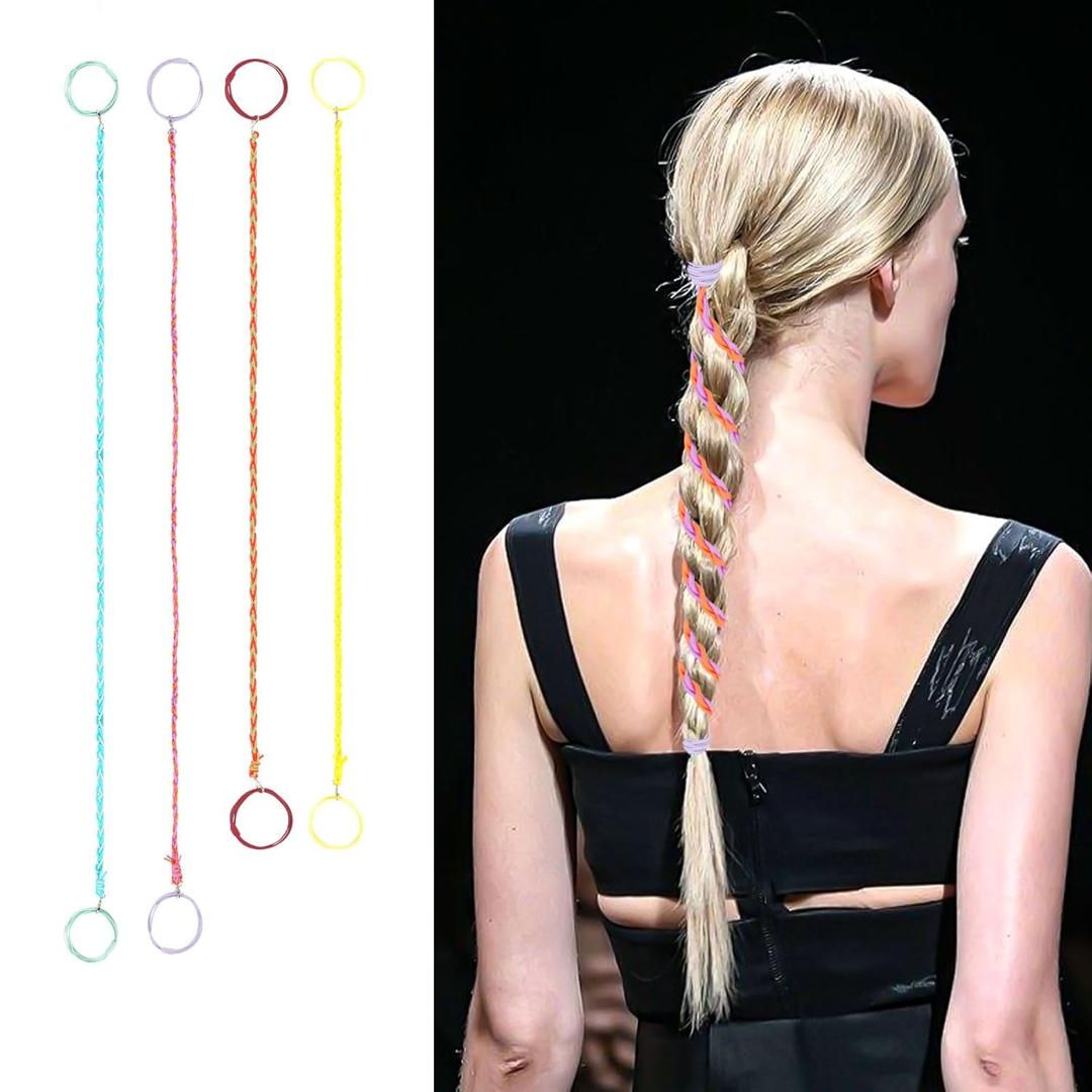 3 x Sport Hair Ties, 4 Packs Colorful Elastic for Women & Girls, No Damage Ponytail Holders for Fine Thin Long Curly Hair, Stretchy Braided Hair Bands for Sports