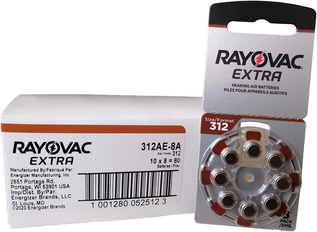 Rayovac Size 312 Extra Advanced Mercury Free Hearing Aid Batteries 10 Pack