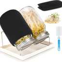 Lulonpon Sprouting Kit, 2 Sprouting Jar Kits, Wide Mouth Quart Mason Jars with Stainless Steel Screen Sprout Lids,1000ml Sprouts Growing Kit, Seed Sprouter Set for Growing Broccoli, Bean, Alfalfa (Silvery)