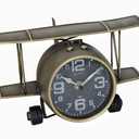 Airplane Metal Tabletop Clock Industrial Home Decor Accents for The Mantel, Shelf, Desk, or Any Table Top, Battery Operated No Battery Supplied