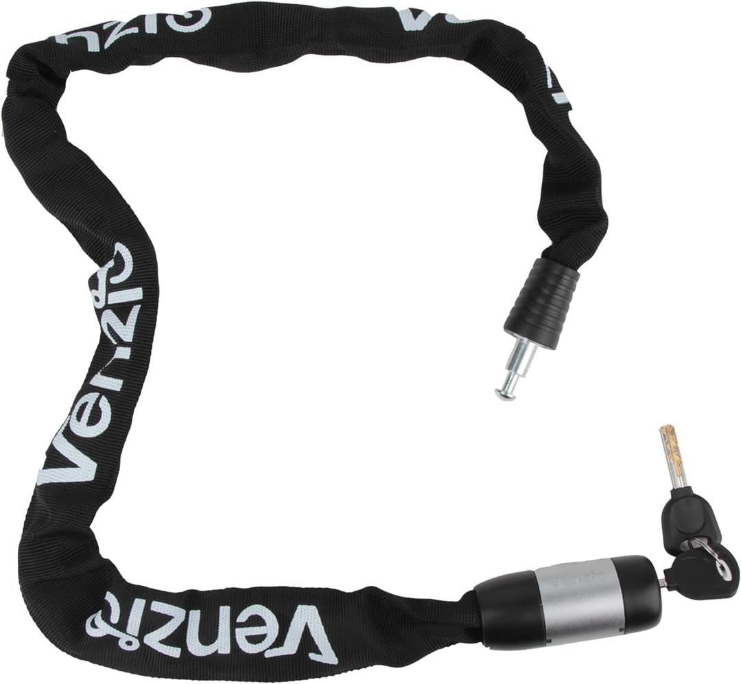Venzio Bike Chain Lock, 3FT (900mm) Heavy Duty Anti-Theft Bicycle Lock with 2 Keys, 6mm Thick Steel Chain, Waterproof Sleeve and Zinc Alloy Core, Ideal for Scooter, Fence, Gate, Motorcycle