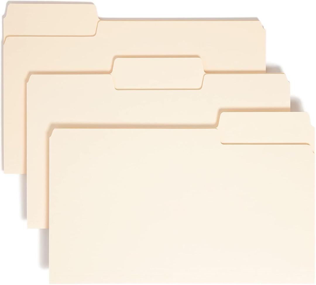 Smead SuperTab Heavyweight File Folder, Oversized 1/3-Cut Tab, Legal Size, Manila, 50 Per Box (15401)