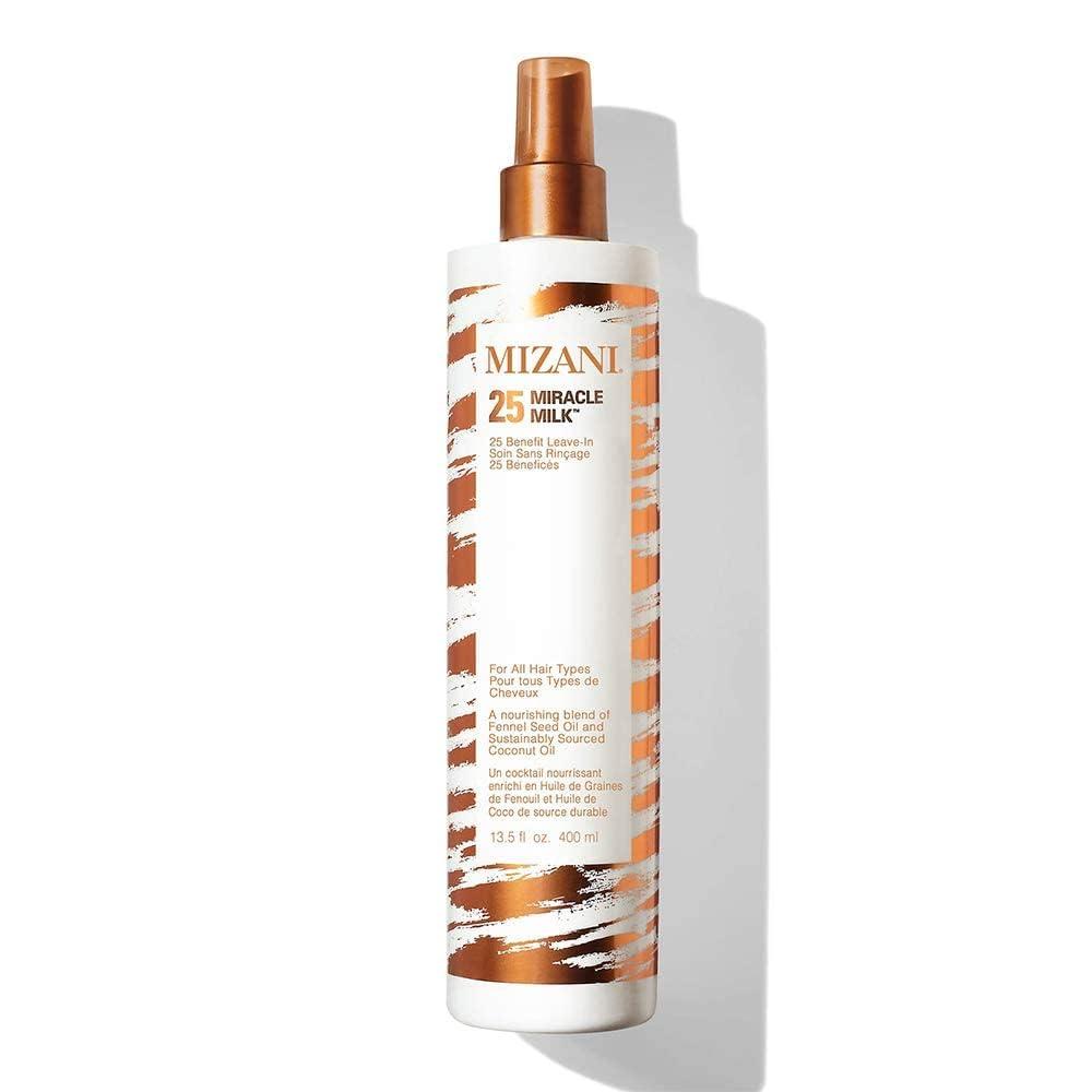 Mizani 25 Benefit Miracle Milk - Leave in Conditioner for Curly Hair, With Coconut Oil, Curl Detangler Spray, Anti Frizz Heat Protectant, No Drying Alcohols, Paraben-Free (13.5 Fl Oz (Pack of 1))
