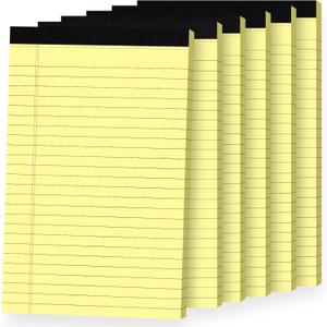 6pcs Small Note Pads, Yellow Notepads 5x8 College Ruled Notebook, Writing Pads 5 x 8, Legal Pads, Pad Paper Perforate Notebooks for Work, Message, School, Office Supplies,30 Sheets/Pack