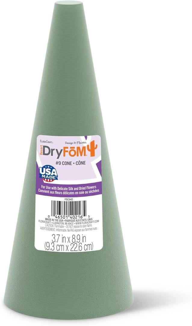 FloraCraft Floral Desert DryFM Cone 3.8 Inch x 8.8 Inch Green (1 Count (Pack of 1))