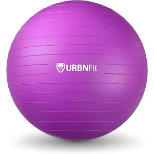 URBNFit Exercise Ball - Yoga Ball for Workout Pregnancy Stability - AntiBurst Swiss Balance Ball w/ Pump - Fitness Ball Chair for Office, Home Gym (L (24" - 26") 65cm, Purple)