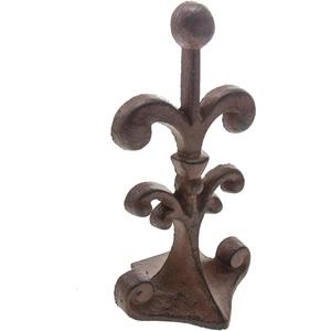 Comfify Fleur De Lis Cast Iron Door Stop One Decorative Wedge with Felt Bottom Antique Rust Brown 4" x 3.5" x 7.75"