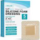 MedVance Bordered Adhesive Silicone Foam Dressing Pack of 10 - Waterproof Silicone Pad - Easy Apply & Remove Sterile Bandages - Wound Care & Dressings for Burns & More (2"x2" Bandage, 1"x1" Pad)
