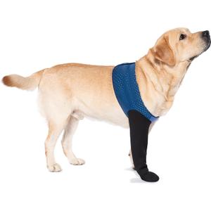 COODEO Dog Socks to Prevent Licking Paws, Healing Boots & Paw Protectors with Non-Slip Bottoms for Wound Protection, Waterproof Sleeve Shoes for Licking BlueXL - Right