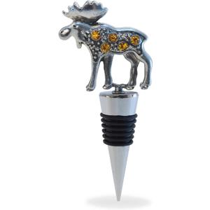Cheers Moose Metal Wine Stopper - Reusable Wine Tools and Accessories Bottle Stopper, Wildlife Wine Bottle Stopper, Airtight Leakproof Wine Topper Sealer Cork Plug, Decorative Wine Bottle Stopper Gift
