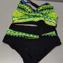 SEAFORM Womens Two Piece Swimsuits Wrap Front Bikini High Waisted Bottom Tummy Control Bathing Suits Vintage Print Swimwear (Small, Yellow)