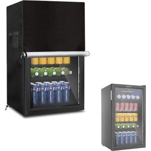 Beverage Refrigerator and Cooler Cover for most 3.2 Cu.ft Beer or Wine Mini Fridge,Waterproof Dust Proof Anti-UV Sides Zipper Can Be Opened(20" W x 20" D x 33" H,Black)