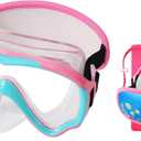 Swim Goggles Kids 6-14, Diving Mask No Tangle Strap，Water Goggles Nose Cover for JR / Youth