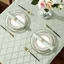 SASTYBALE Spring Sage Green Gray Jacquard Tablecloth, 60x102 Inch Rectangle Water-Resistant Soft Warm Outdoor Picnic Table Cover, Washable Stain Resistant for Patio Party Camping BBQ