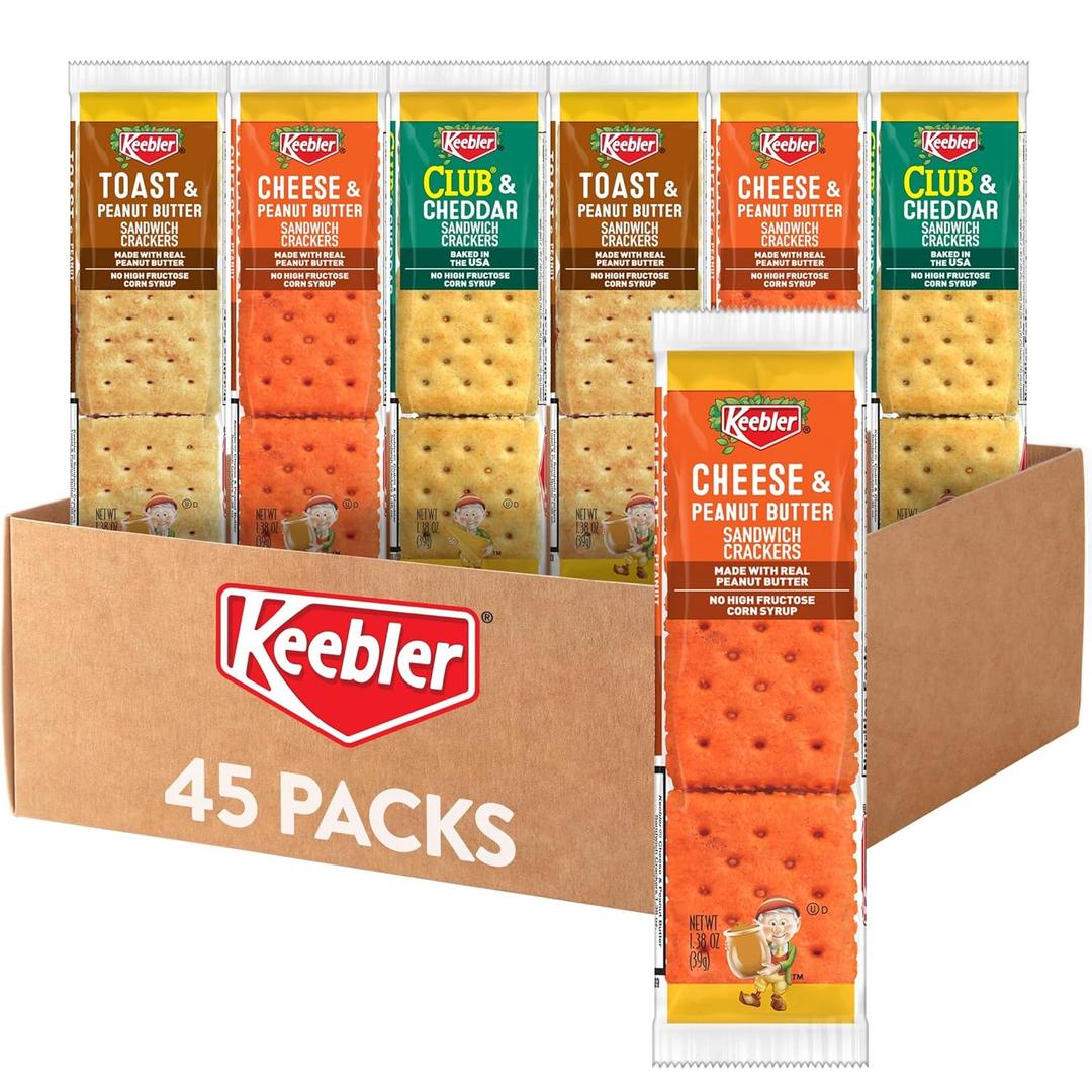 Keebler Sandwich Crackers, Lunch Snacks, Variety Pack (45 Packs) (EXP 05/24/26)