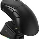 ATTACK SHARK V3 PRO Wireless Esports Gaming Mouse with Magnetic Charging Dock:62g Lightweight-1K Polling-25K DPI-PAW3311 Sensor,Wired/BT/2.4Ghz Programmable,BK52820 IC for PC Mac Laptop Gamer(Black)