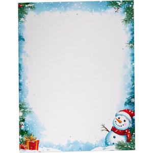 Happy Snowman Christmas Stationary Paper 8.5 x 11-60 Sheets Holiday Letter Paper