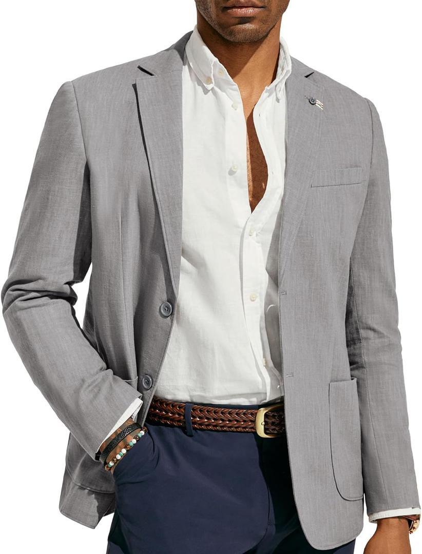 PJ PAUL JONES Mens Blazer Casual Cotton-Linen Sport Coat Lightweight 2 Button Unlined Suit Jackets (X-Large) PJ PAUL JONES Mens Blazer Casual Cotton-Linen Sport Coat Lightweight 2 Button Unlined Suit Jackets (X-Large)