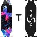 41 Inch Longboard Skateboard 8 Ply Natural Maple Complete Skateboard Cruiser for Cruising, Carving, Free-Style and Downhill with T-Tool