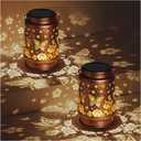 2 Pack Butterfly Solar Lanterns Outdoor Waterproof Rose Garden Decor Gifts for Women Mom Grandma Hanging Solar Lights Metal Lantern Decoration Outside for Yard,Patio,Backyard,Porch