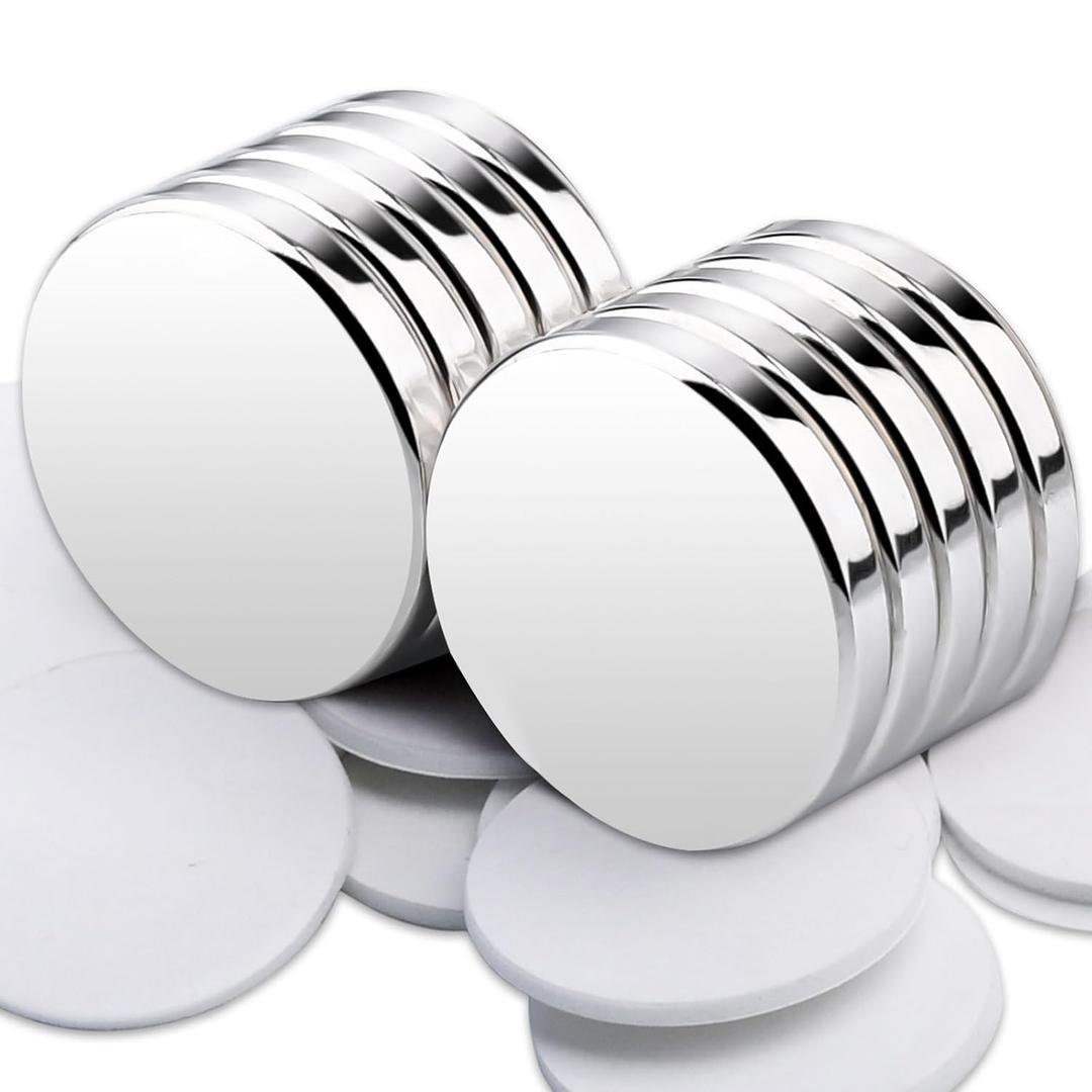 Super Strong Neodymium Magnets Disc with Double-Sided Adhesive 20x3mm Heavy Duty Powerful Rare Earth Extra Strong for Fridge Cabinet Curtain Craft 10Pack