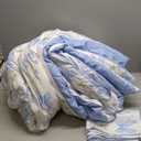 Blue Bow Comforter Set Queen 3Pcs Blue Floral Bedding Set for Girls Kids Romantic Princess Style Bowknot Bedding Ultra Soft Reversible Garden Flower Comforter Sets with 2 Pillowcases (Queen(90" x 90"))