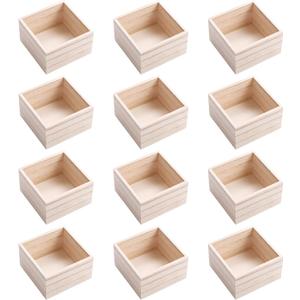 (12 Pack) 6" x 6" Unfinished Wooden Box Storage Organizer Small Wooden Boxs for Art Crafts Collectibles Home Venue Decor