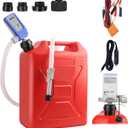 Fuel Transfer Pump with Auto-Stop Sensor, 51 Hose with Tank Adapter Portable Liquid Pump for Gasoline, Diesel Fuel, No More Lifting Heavy Gas Cans
