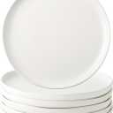 AmorArc Ceramic Dinner Salad Plates Set of 6, Wavy Rim 8.5 Inch Dish Set, The Dessert,Salad, Appetizer, Small Dinner etc Plate,Microwave, Dishwasher Safe, Scratch Resistant - Matte White