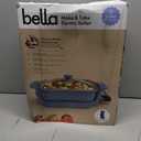 bella Make & Take Electric Skillet, Fits-anywhere kitchenware, EverGood Ceramic Coating, Adjustable Temperature & Dishwasher-Safe Tempered Glass Lid, Cast Aluminum Base, 1200 Watt, Surf